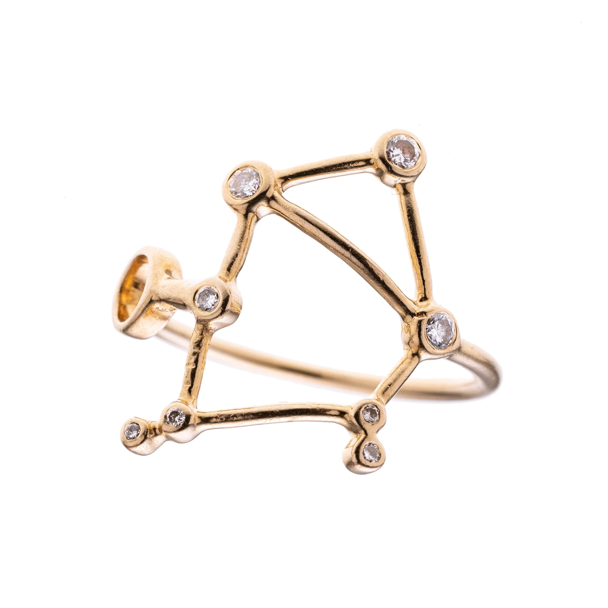 Ring mit Sternenbild / Sternzeichen "Waage".