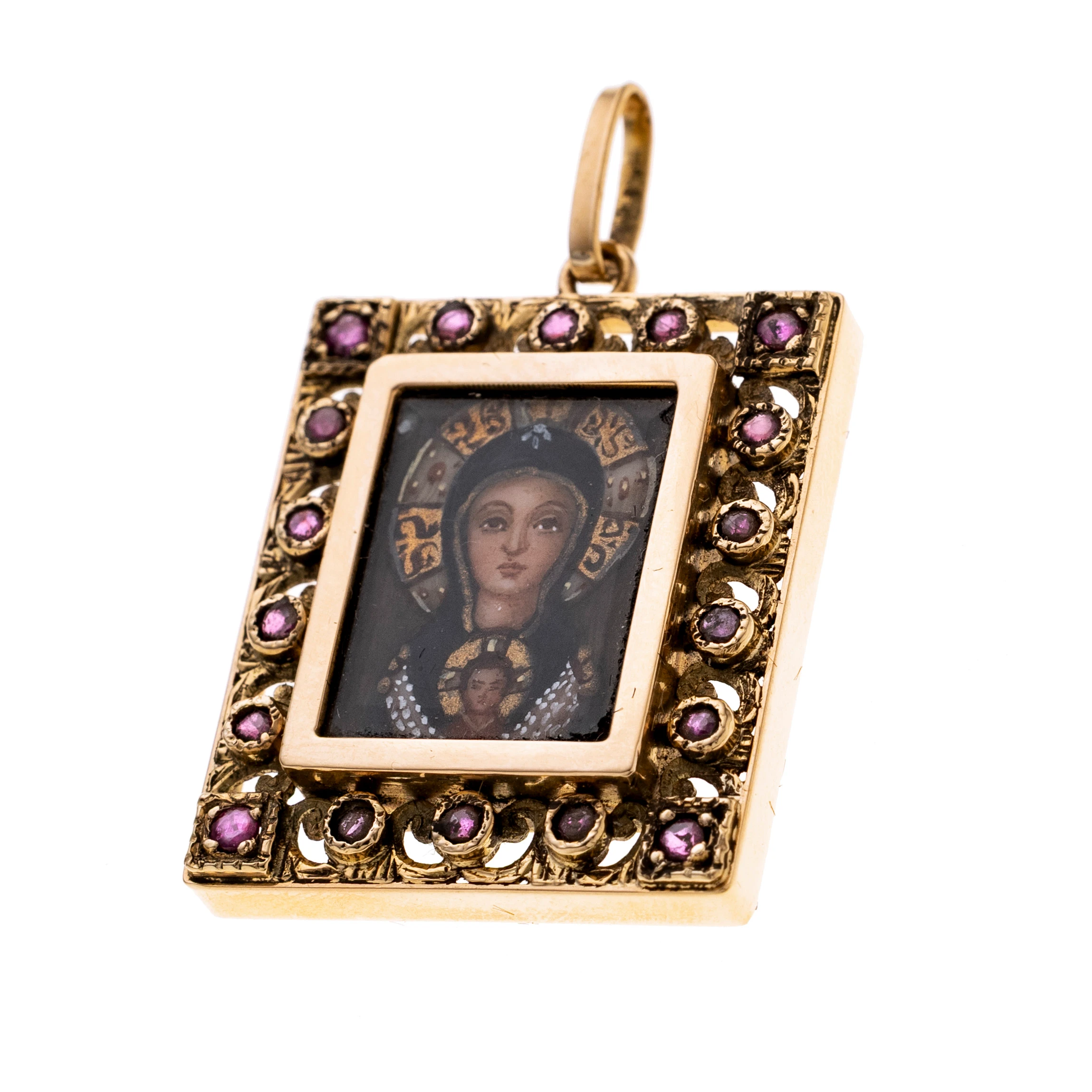 Anhänger, Madonna mit Christuskind, Rubinbesatz
